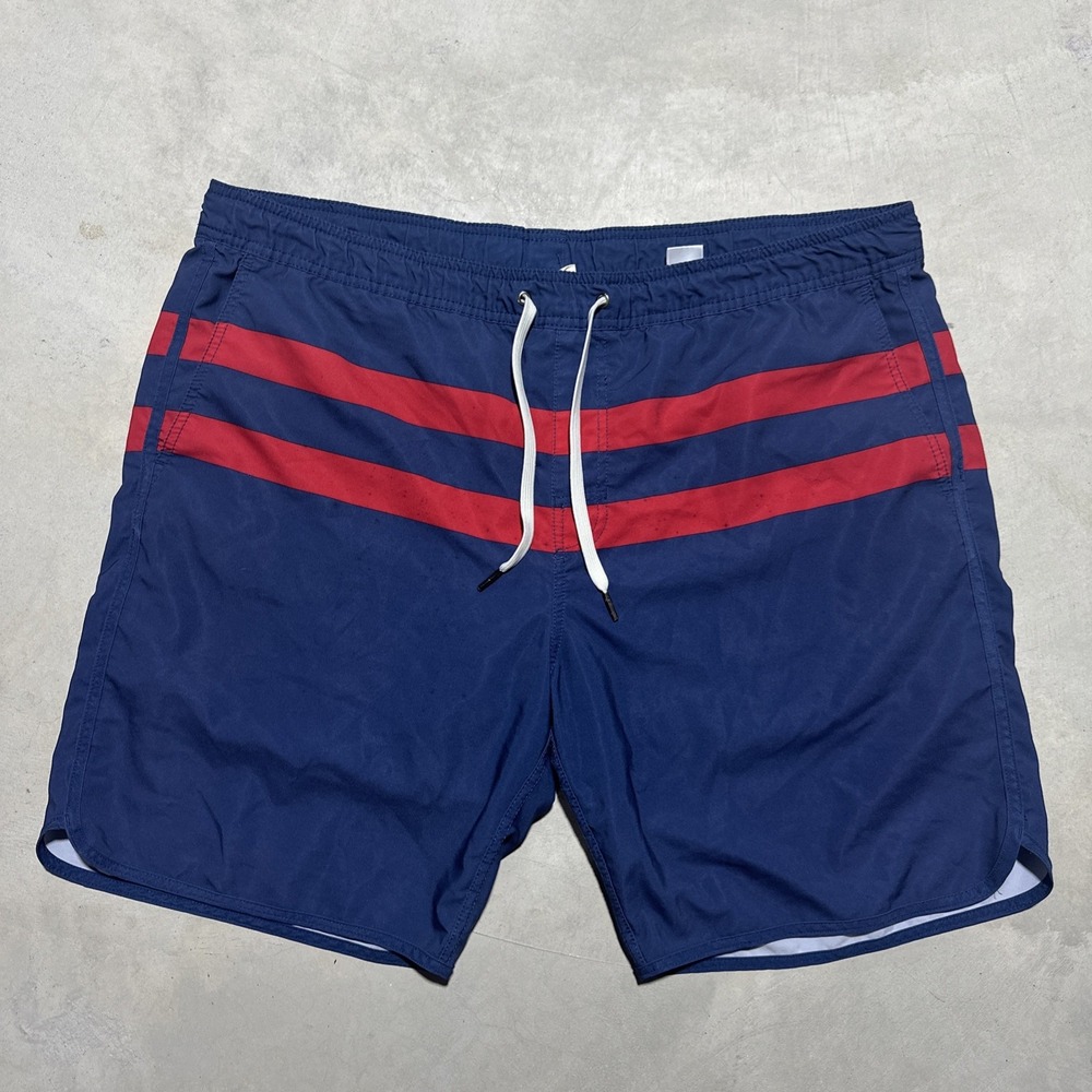 Fair Harbor The One Shorts Men's XL Red Blue Lined Drawstring Swim Trunks MARKS
